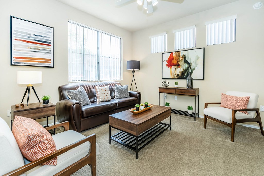 Sofa and center table decor at The Paseo by Picerne, Goodyear