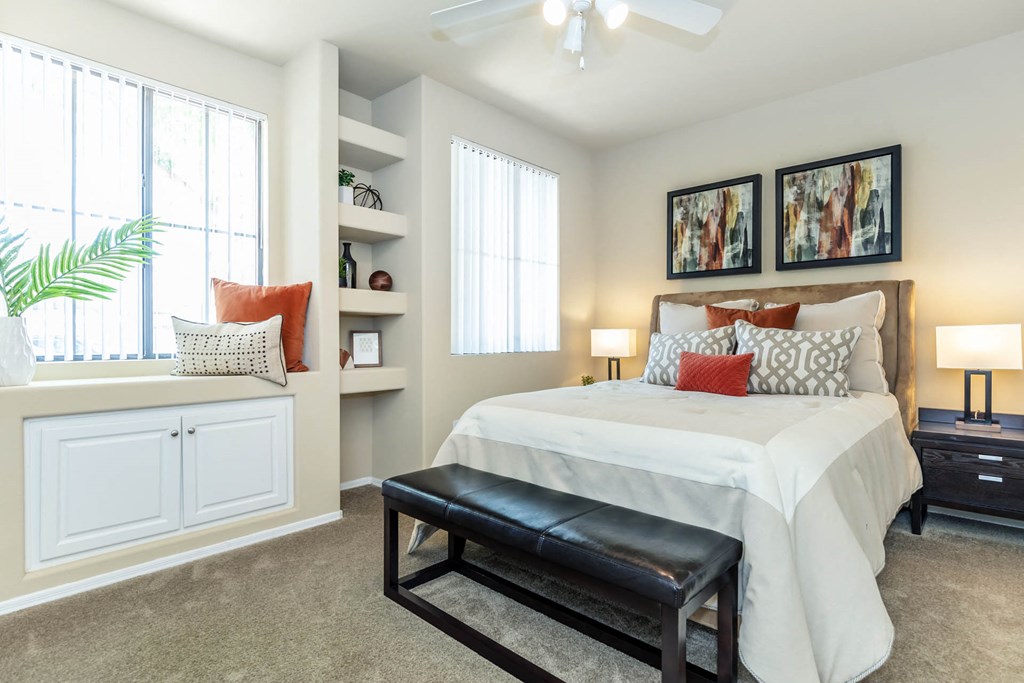 Bedroom with lamps and lights at The Paseo by Picerne, Goodyear