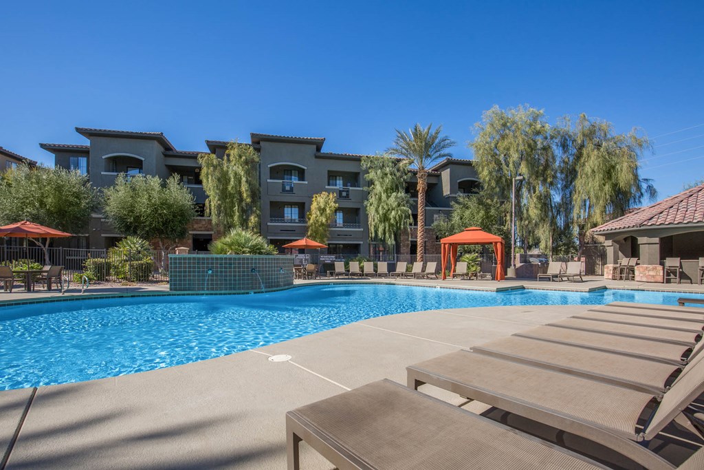 Pool Side Relaxing Area at The Passage Apartments by Picerne, Henderson