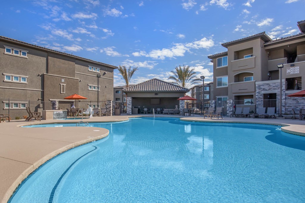 Pristine swimming pool at The Passage Apartments by Picerne, Henderson, NV, 89014