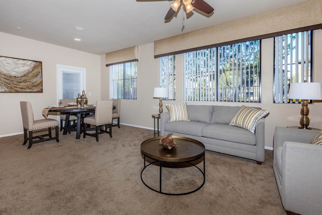 Living Area With Ceiling Fan at The Preserve by Picerne, N Las Vegas, Nevada