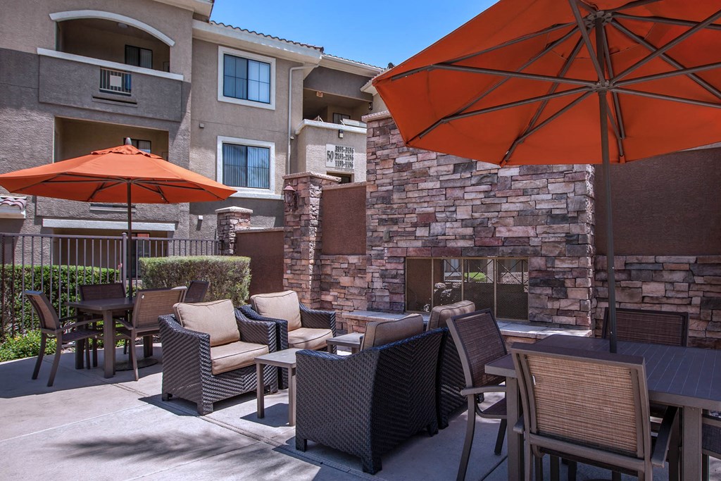 Outdoor Shaded Patio at The Presidio by Picerne, N Las Vegas, Nevada
