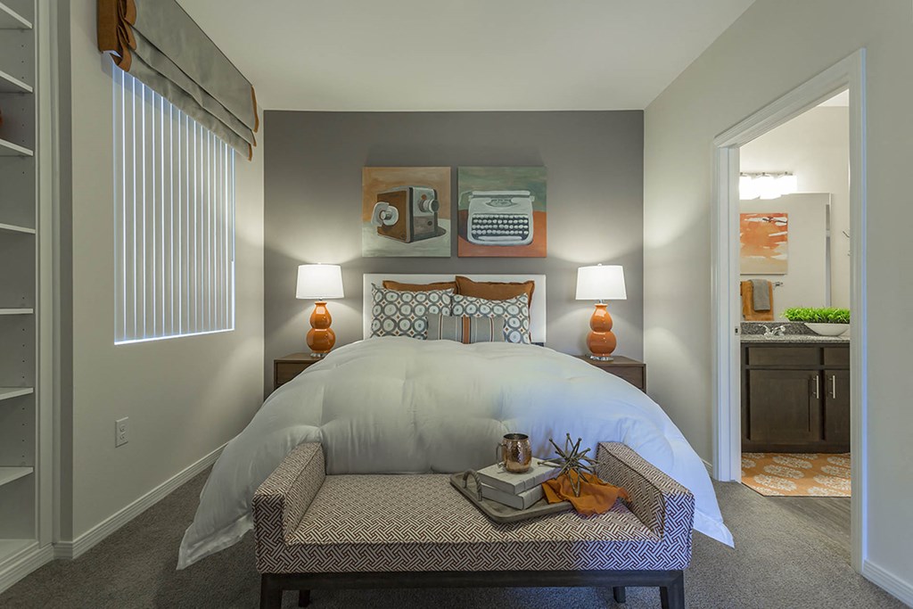 Bedroom decor with lamps at The View at Horizon Ridge, Henderson, 89012
