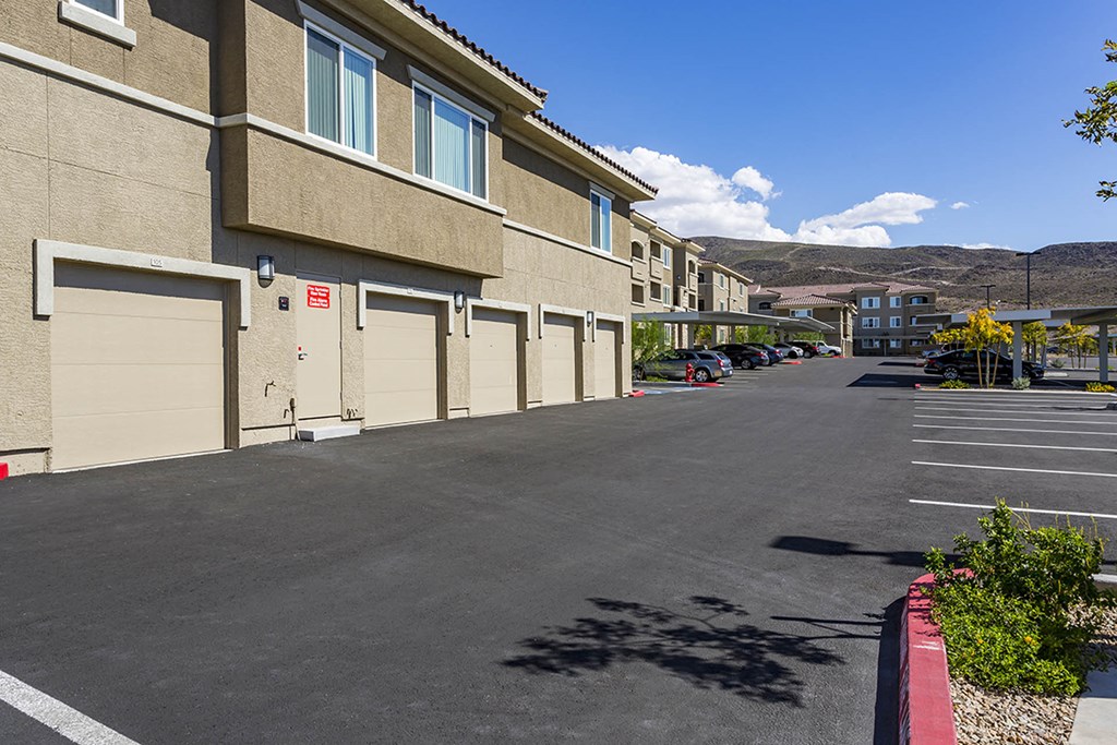 Building exterior garage view at The View at Horizon Ridge, Henderson, NV