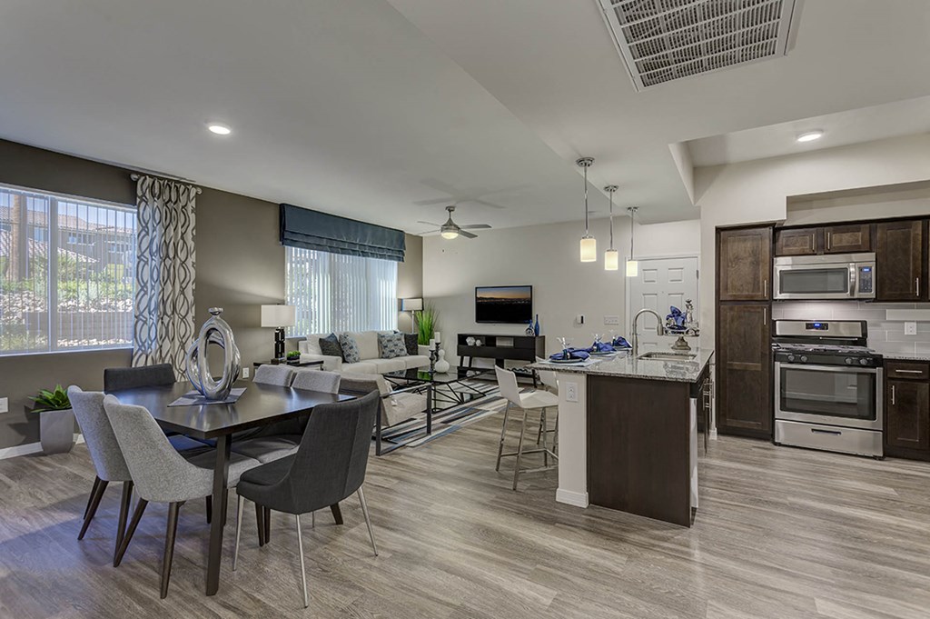 Appliances in the kitchen with dining and living room  at The View at Horizon Ridge, Nevada, 89012
