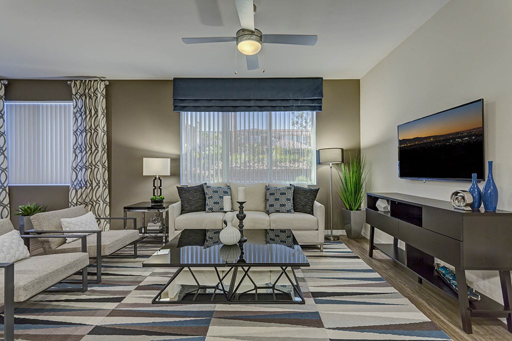 Tv in living room at The View at Horizon Ridge, Henderson, NV