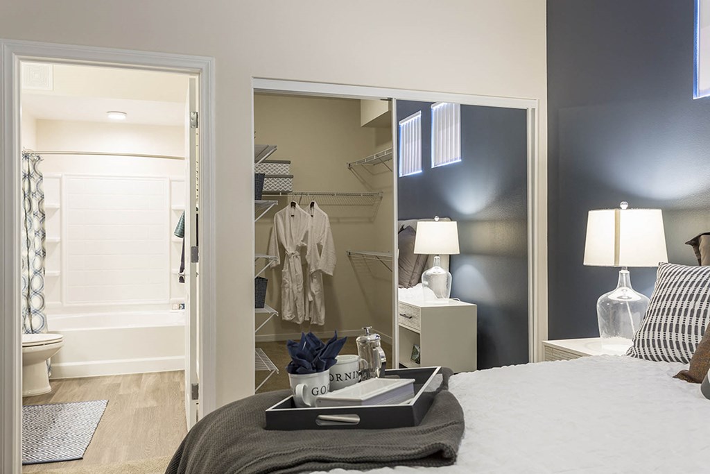 bedroom with lamps at The View at Horizon Ridge, Henderson, Nevada