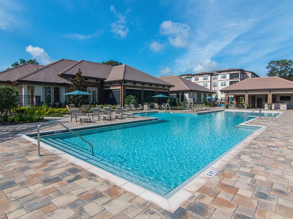 Extensive Resort Inspired Pool Deck at The Oasis at Lake Bennet, Ocoee, FL