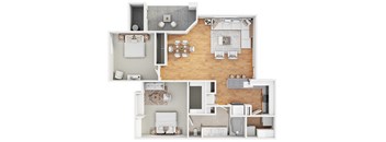 Floor Plan 2a1 951 SqFt at The Aliante by Picerne, Scottsdale, Arizona