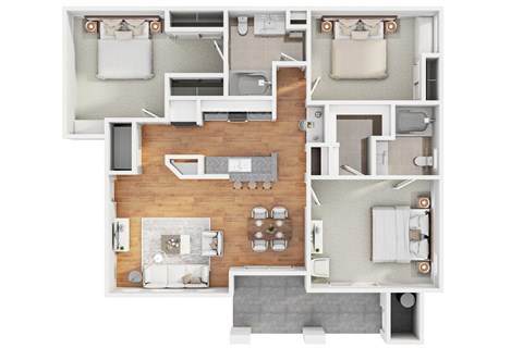 Floor Plan 3a2 1207 SqFt at The Aliante by Picerne, Scottsdale, AZ 85259