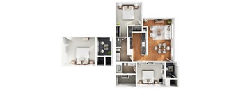 A series of images showing different layouts of a small apartment.