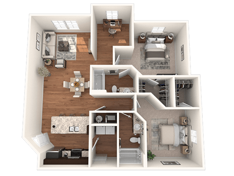 2 bed 2 bath 1177 Square-Feet Oasis Floor Plan at The Oasis at Brandon, Riverview, 33578
