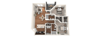 2 bed 2 bath 1099 Square-Feet Palm Floor Plan at The Oasis at Brandon, Riverview, Florida
