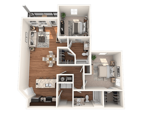 2 bed 2 bath Starting from 1125 Square-Feet Mirage Floor Plan at The Oasis at Brandon, Florida, 33578