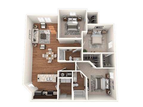 3 bed 2 bath Starting from 1355 Square-Feet The Retreat Floor Plan at The Oasis at Brandon, Florida