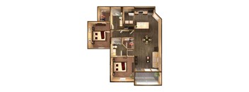 2 Bed 2 BathMirage Floor Plan at The Oasis at Moss Park, Orlando