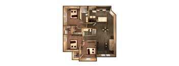 3 bed 2 bath Retreat Floor Plan at The Oasis at Moss Park, Florida