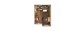 1 bed 1 bath Sanctuary Floor Plan at The Oasis at Moss Park, Florida