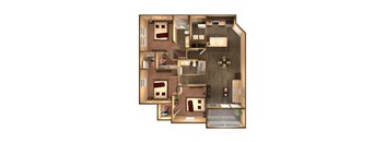 3 bed 2 bath Vista Floor Plan at The Oasis at Moss Park, Orlando, Florida