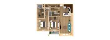 2bed 2bath Mirage Floor Plan with 1120 square feet at The Oasis at Lake Bennet, Ocoee