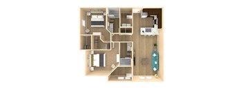 2bed 2bath Oasis Floor Plan with 1176 square feet at The Oasis at Lake Bennet, Ocoee, FL, 34761