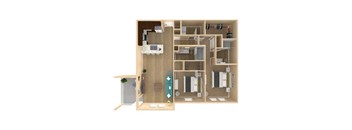 2bed 2bath Retreat Floor Plan with 1178 square feet at The Oasis at Lake Bennet, Ocoee, FL