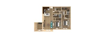 2bed 2bath Serenity Floor Plan with 1302 square feet at The Oasis at Lake Bennet, Ocoee, Florida