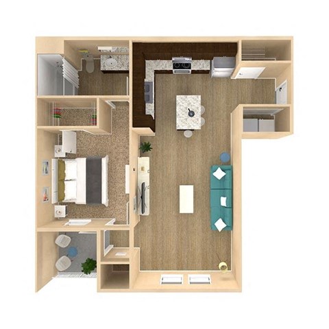 1 bedroom 1 bathroom floor plan at The Oasis at Plainville, Plainville, MA, 02762