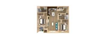 2 bedroom 2 bathroom floor plan at The Oasis at Plainville, Plainville, MA