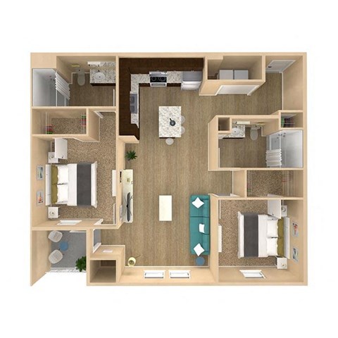 2 bedroom 2 bathroom floor plan at The Oasis at Plainville, Plainville, MA