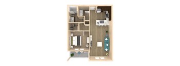 a floor plan with a bedroom and a living room
