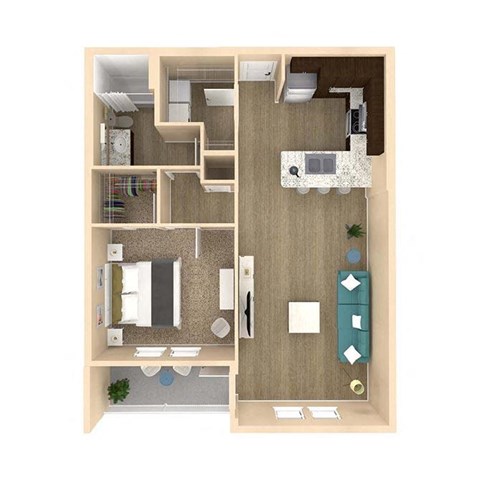 1 bed 1 bath Horizon II Floor Plan at The Oasis at Highwoods Preserve, Tampa, 33647