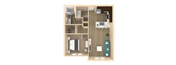 a floor plan with a bedroom and a living room