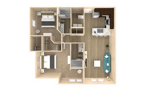 a floor plan with a bedroom and a living room