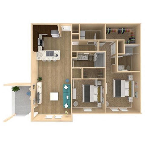 2 bed 2 bath Oasis Floor Plan at The Oasis at Highwoods Preserve, Tampa, 33647