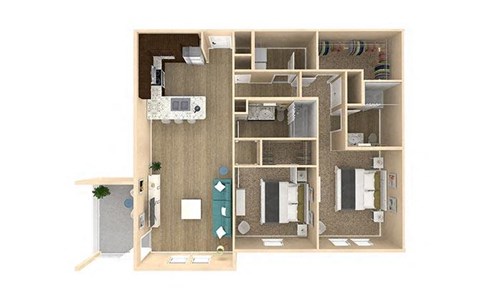 2 bed 2 bath Palm Floor Plan at The Oasis at Highwoods Preserve, Tampa, 33647