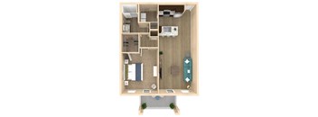 1 bed 1 bath Allure floorplan with 868 square feet at The Oasis at Crosstown, Orlando, FL, 32807