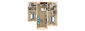 2 bed 2 bath Haven floor plan with 1154 square feet at The Oasis at Crosstown, Orlando