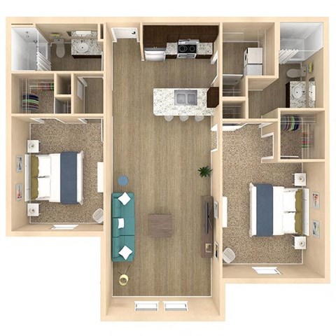 2 bed 2 bath Haven floor plan with 1154 square feet at The Oasis at Crosstown, Orlando