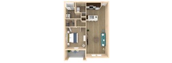 1 bed 1 bath Horizon floor plan with 878 square feet at The Oasis at Crosstown, Orlando, FL
