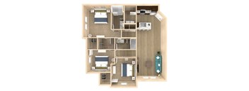 3 bed 2 bath Retreat floor plan with 1386 square feet at The Oasis at Crosstown, Orlando, 32807