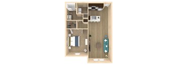1 bed 1 bath Sanctuary floor plan with 915 square feet at The Oasis at Crosstown, Orlando, 32807