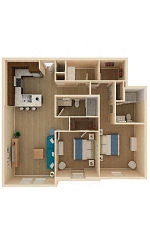 2 bed 2 bath Oasis II Floor Plan at The Oasis at Moss Park Preserve, Florida, 32832