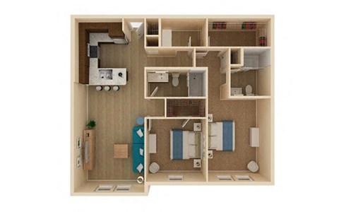 2 bed 2 bath Oasis Floor Plan at The Oasis at Moss Park Preserve, Florida