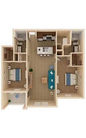 2 bed 2 bath Palm Floor Plan at The Oasis at Moss Park Preserve, Orlando