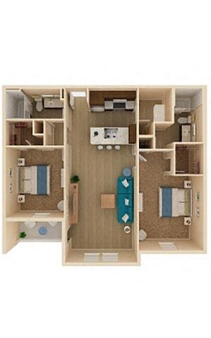2 bed 2 bath Palm II Floor Plan at The Oasis at Moss Park Preserve, Orlando, Florida