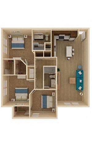 3 bed 2 bath Retreat Floor Plan at The Oasis at Moss Park Preserve, Florida