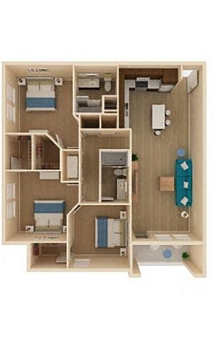 3 bed 2 bath Vista Floor Plan at The Oasis at Moss Park Preserve, Florida, 32832