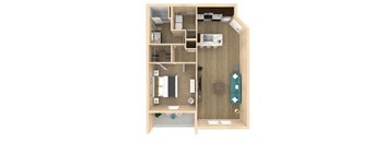 1 bed 1 bath Horizon Floor Plan with 824 square feet at The Oasis at Lakewood Ranch, Florida, 34211