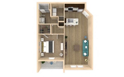 1 bed 1 bath Horizon Floor Plan with 824 square feet at The Oasis at Lakewood Ranch, Florida, 34211